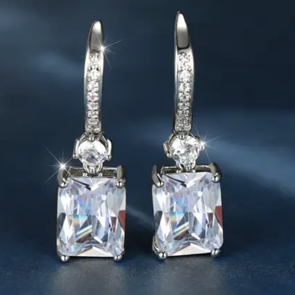 Big  Engagement Wedding Jewelry Anniversary Drop Earrings - Picture 4 of 7